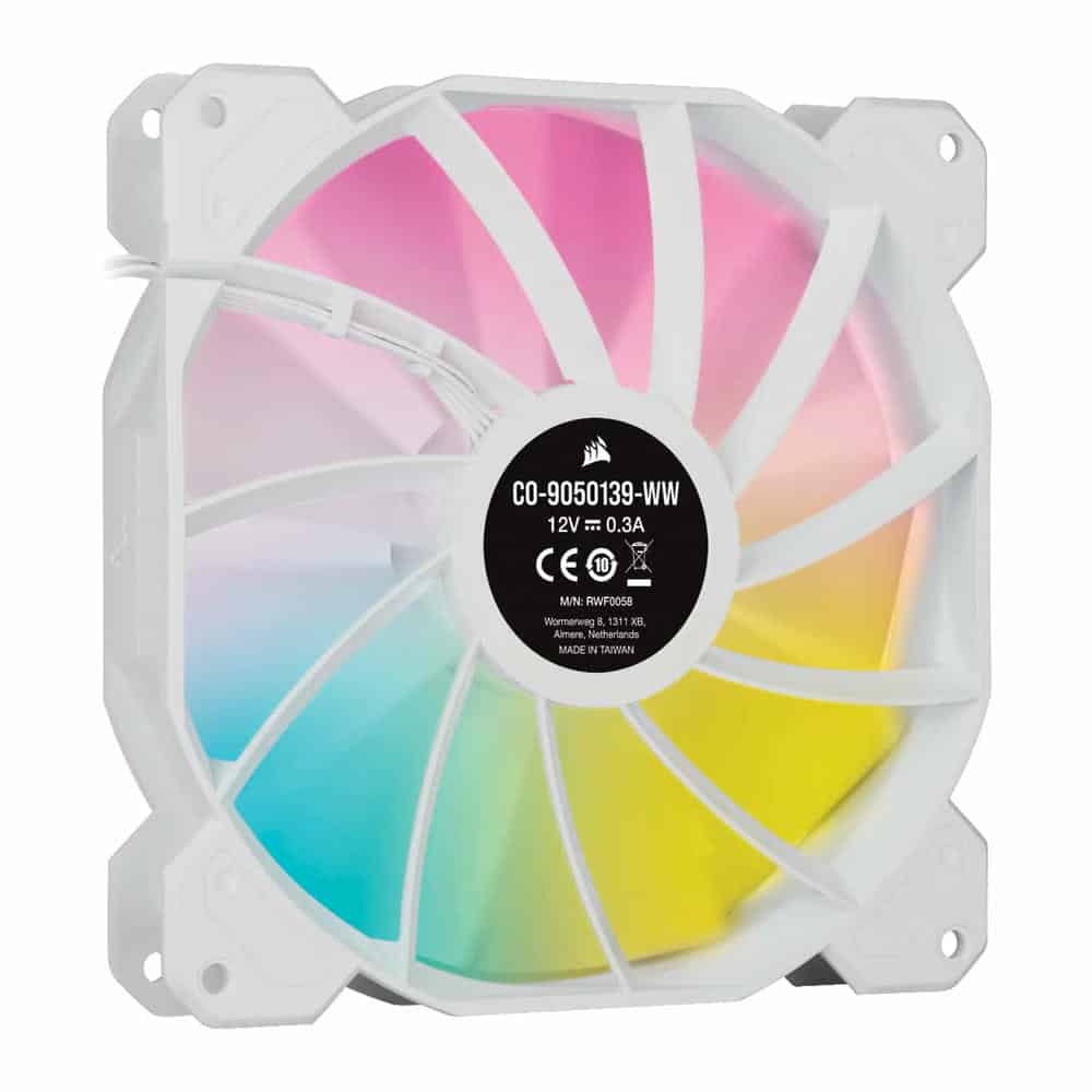 (image for) Corsair iCUE SP140 RGB ELITE White Dual 140mm PWM Fan Expansion Pack with Lighting Node CORE